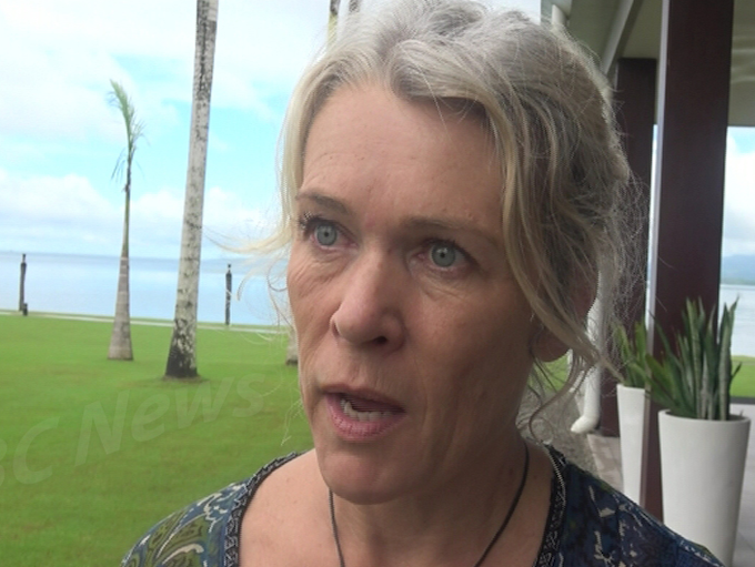 Ingrid Leary talks Pacific media freedom with FBC News reporter Sainiani Boila in Suva last year. Image: FBC News screenshot